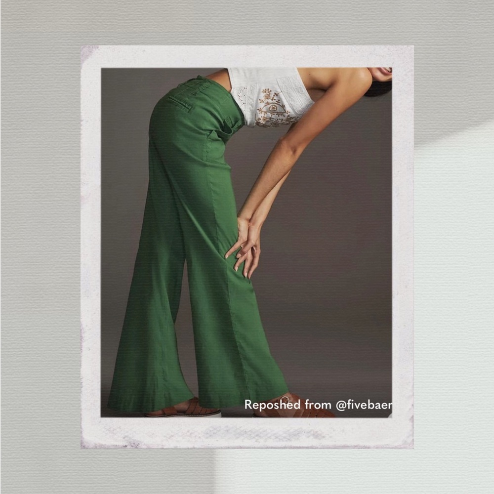 Anthropologie - Maeve Green Wide-Leg Pants